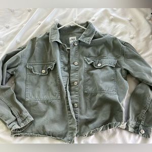 Zara Army Green Jean Jacket